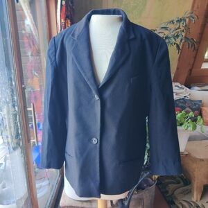 Vintage Lands End Wool Cashmere Blazer Womens 16 Dark Academia Office Career